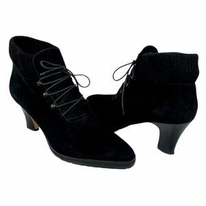 Roberto Vianni Suede Lace Up Ankle Booties Black